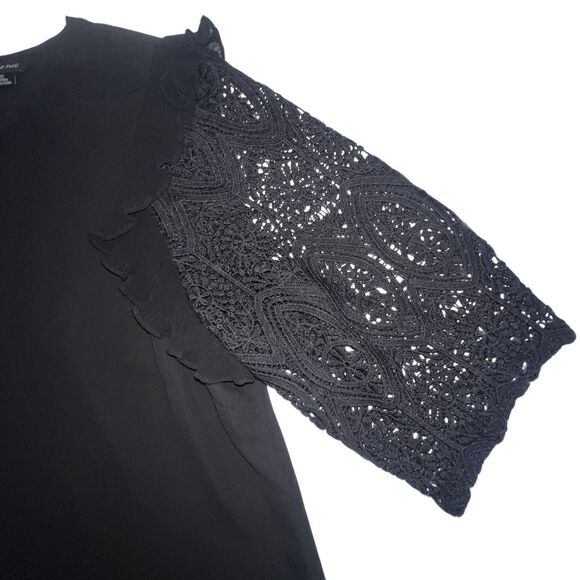 City Chic Blouse Womens 22 Black Boho Cottagecore Crochet Fairy Whimsy Goth Top - Picture 5 of 10